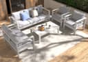 MeXo Gartenlounge-Set 5-tlg. Aluminium Weiß mit Kissen Bild 2