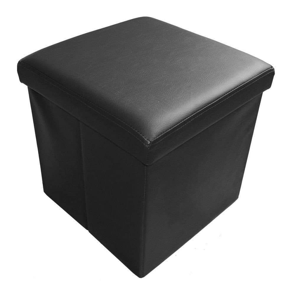 style home Faltbarer Sitzhocker mit Stauraum Schwarz Kunstleder - Bild 2