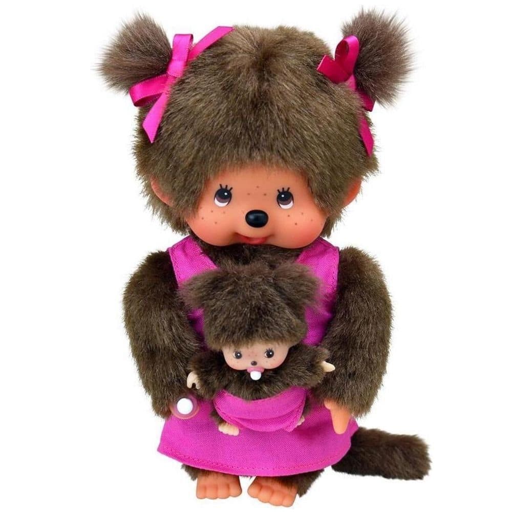 Monchhichi Plüschfigur Mutter mit Kind Rosa 20 cm Puppe
