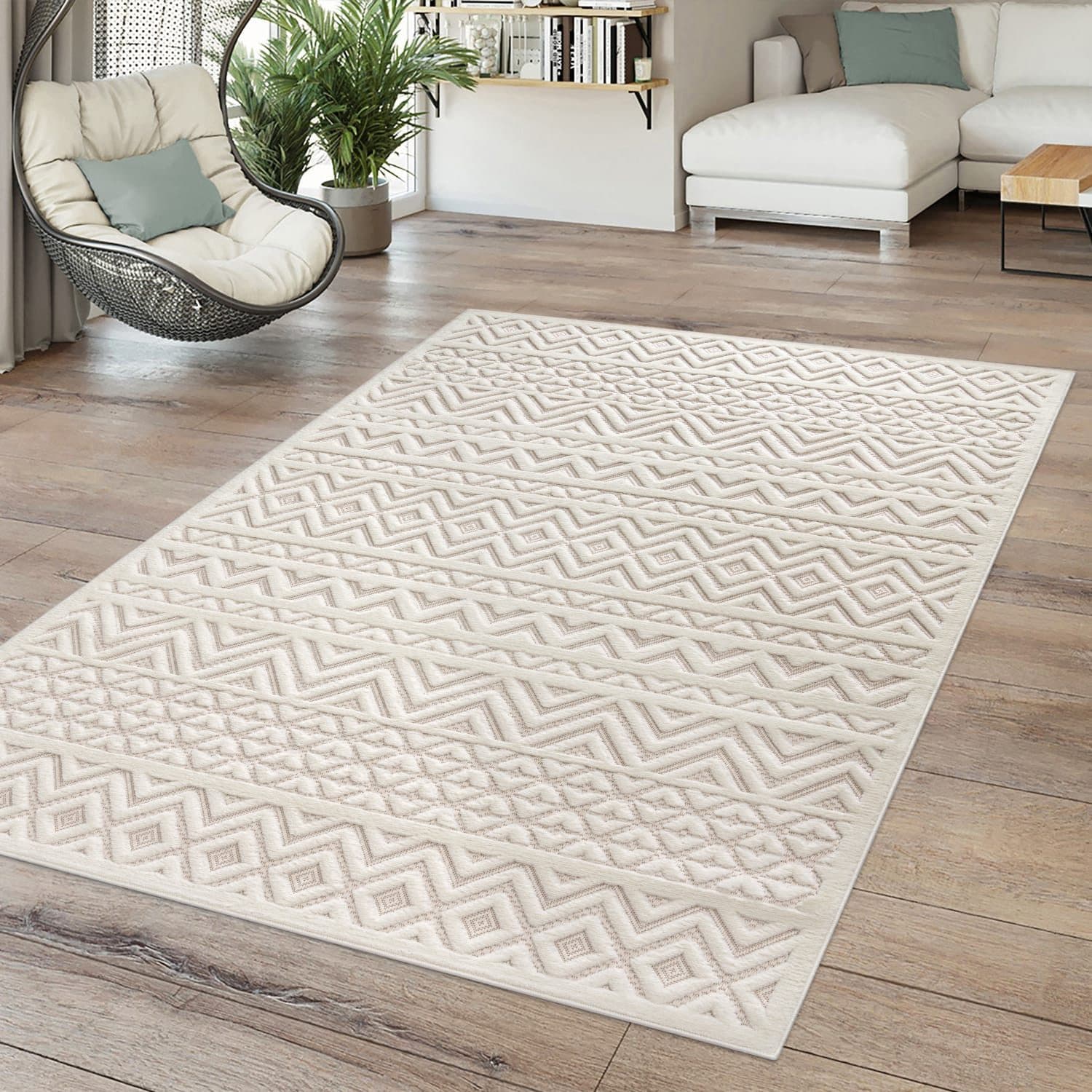 TT Home Teppich Creme 3D Boho Ska - Bild 2