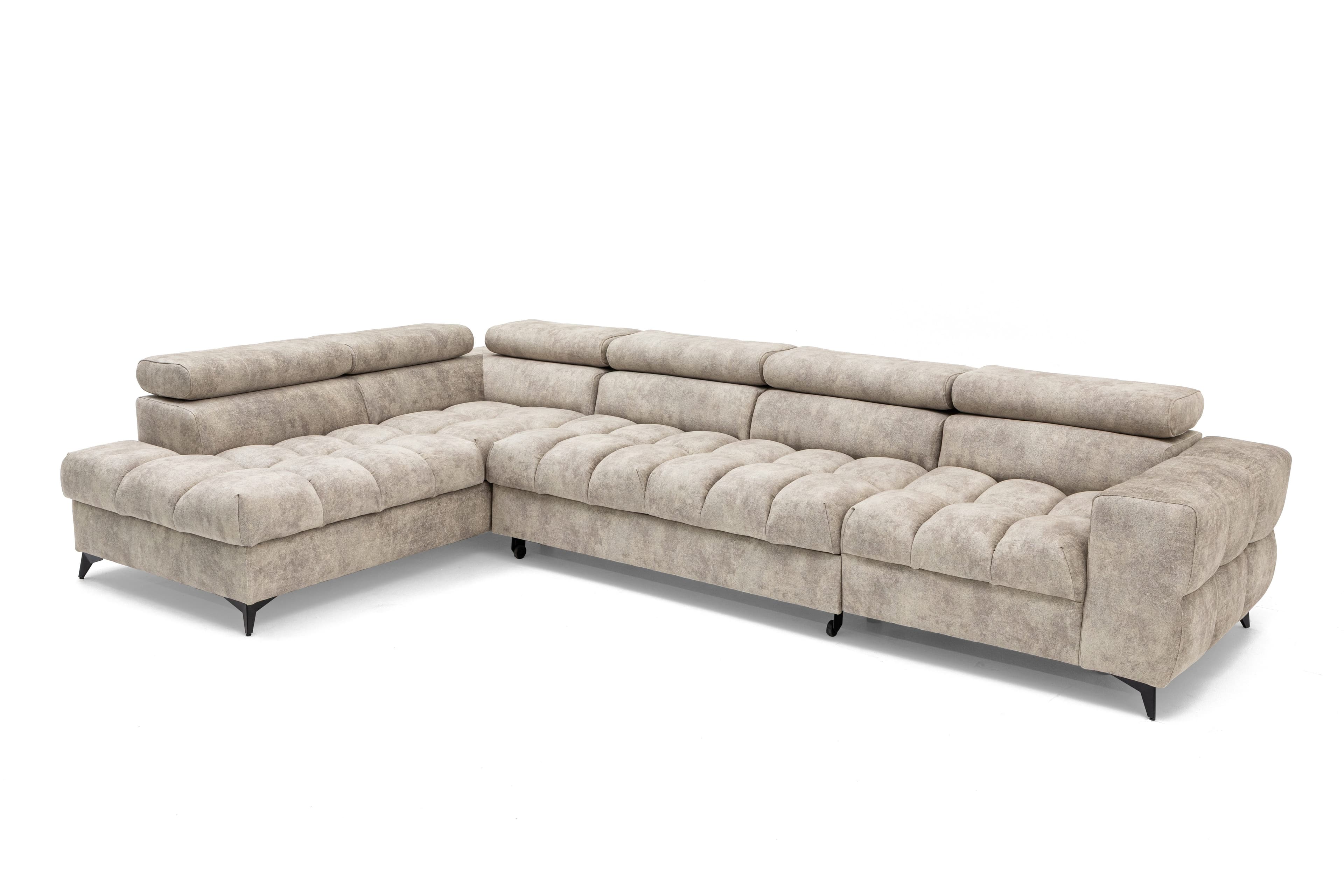 Muffo Ecksofa Pudding Maxi Beige mit Bettkasten und verstellbaren Kopfstützen - Bild 2