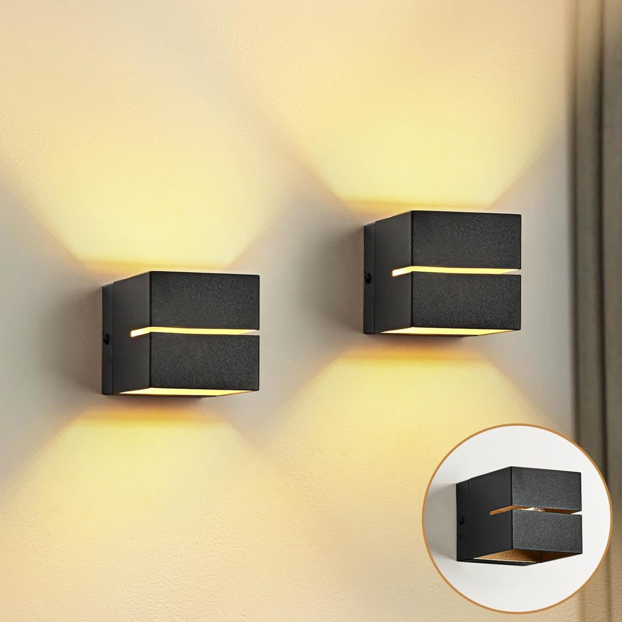 Vivitar LED Wandleuchte Schwarz Gold 2er Set 6W G9 Austauschbar 3000K - Bild 2