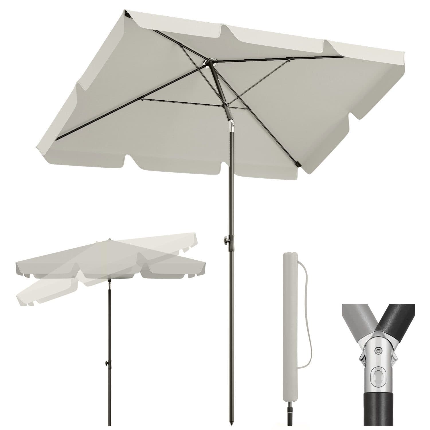 Sekey Rechteckschirm Grau Beige UV50+ Balkon Sonnenschirm Knickbar - Bild 2