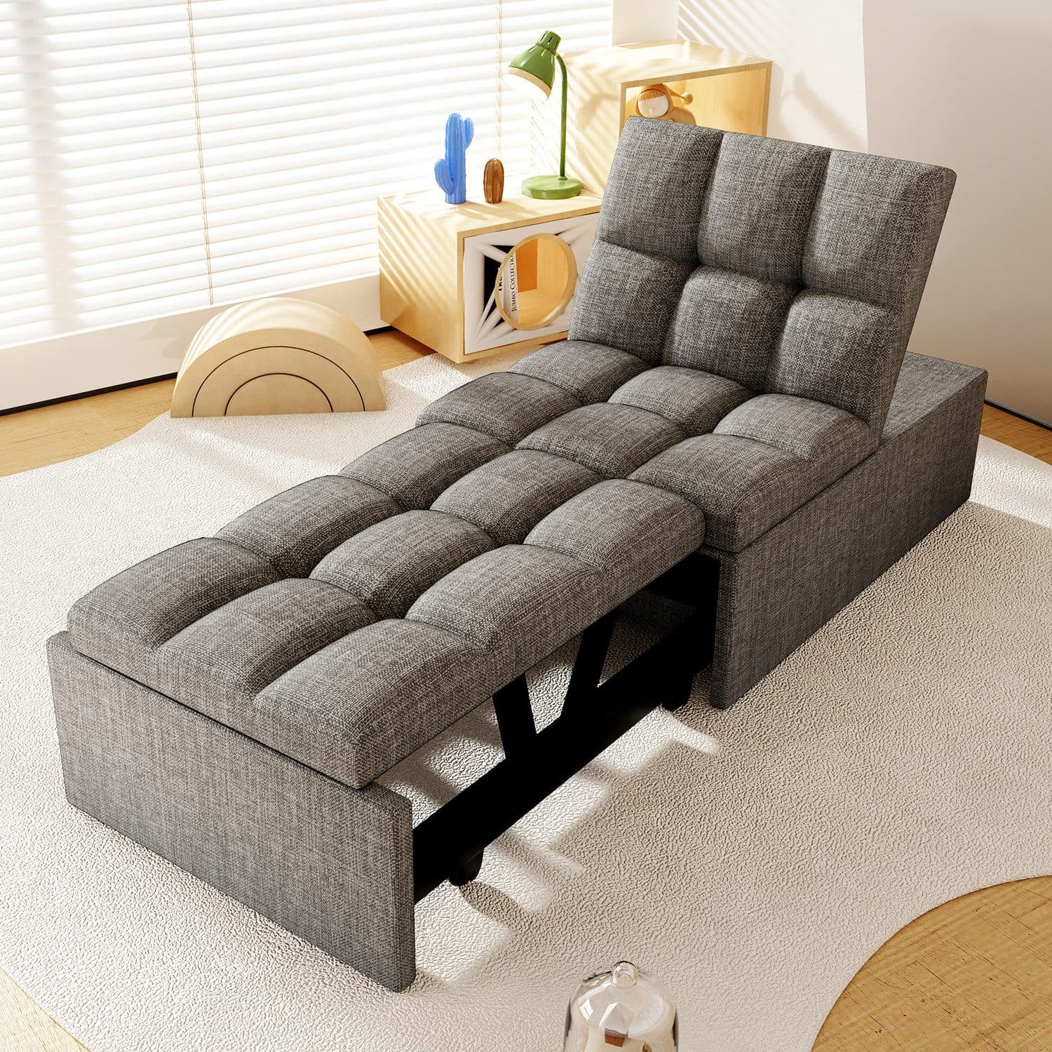 oyajia Schlafsofa 3 in 1 Klappsofa mit verstellbarer Rückenlehne grau - Bild 2