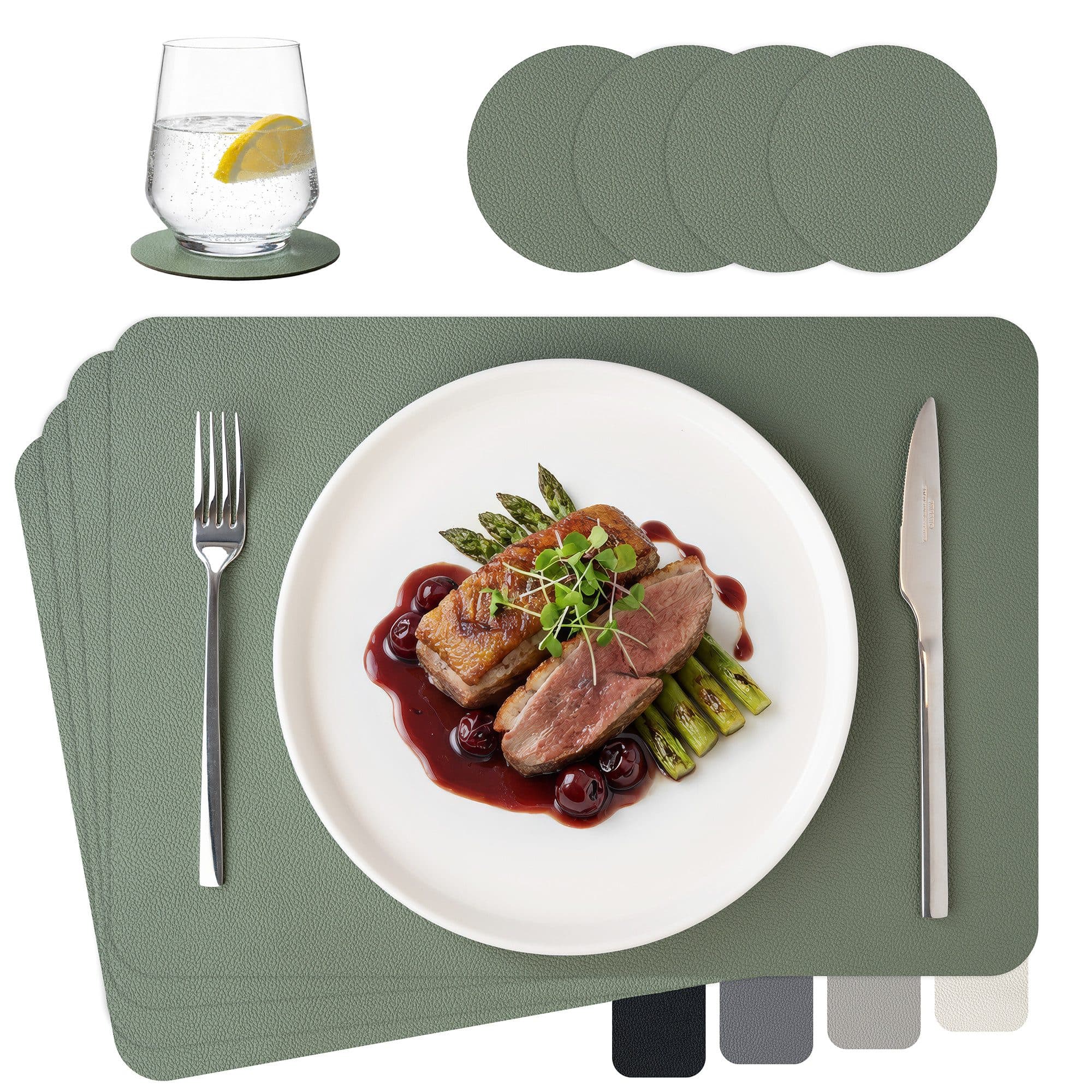 MiaMio Platzset 8-teilig Salbeigrün PVC-Kunstleder abwaschbar - Bild 2