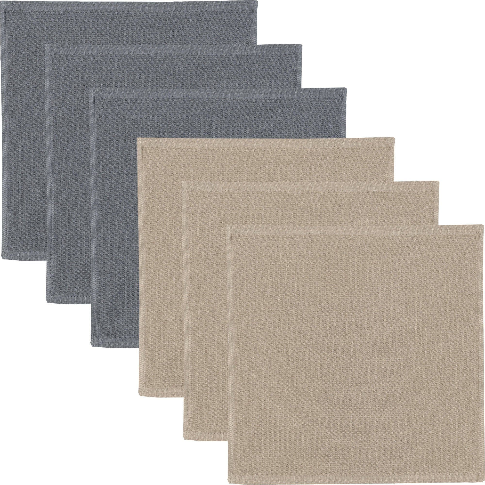 Erwin Müller Geschirrtuch Spültuch 2-farbig 6er-Pack Baumwolle Uni Grau/Beige - Bild 2