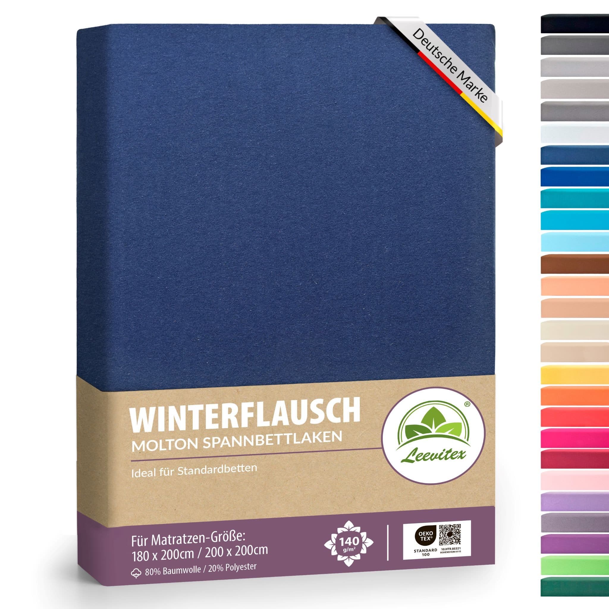 leevitex Spannbettlaken Thermo-Fleece Blau Warm & Weich - Bild 2