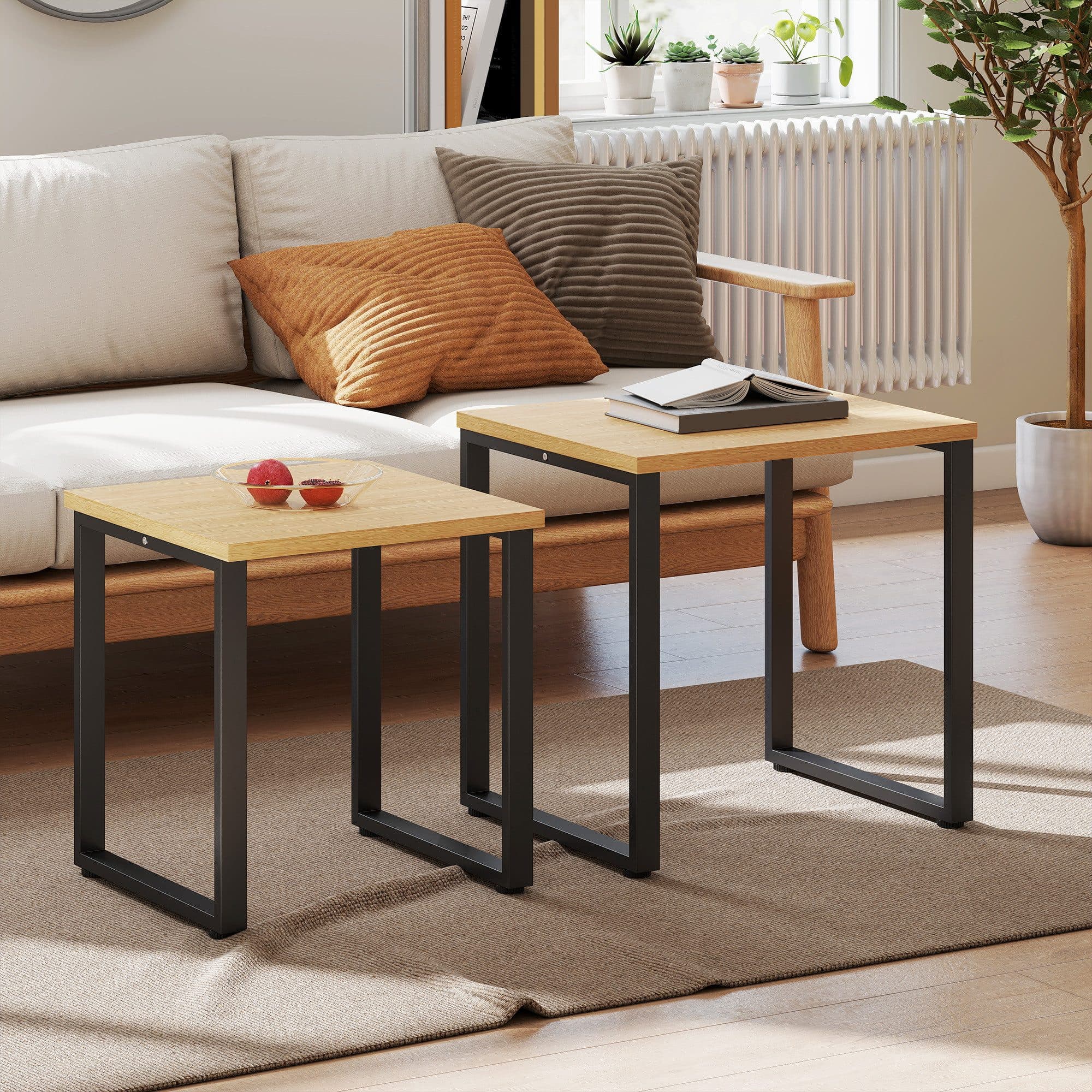 HOMCOM Couchtisch Set 2-tlg. Holzoptik Schwarz Modern - Bild 2