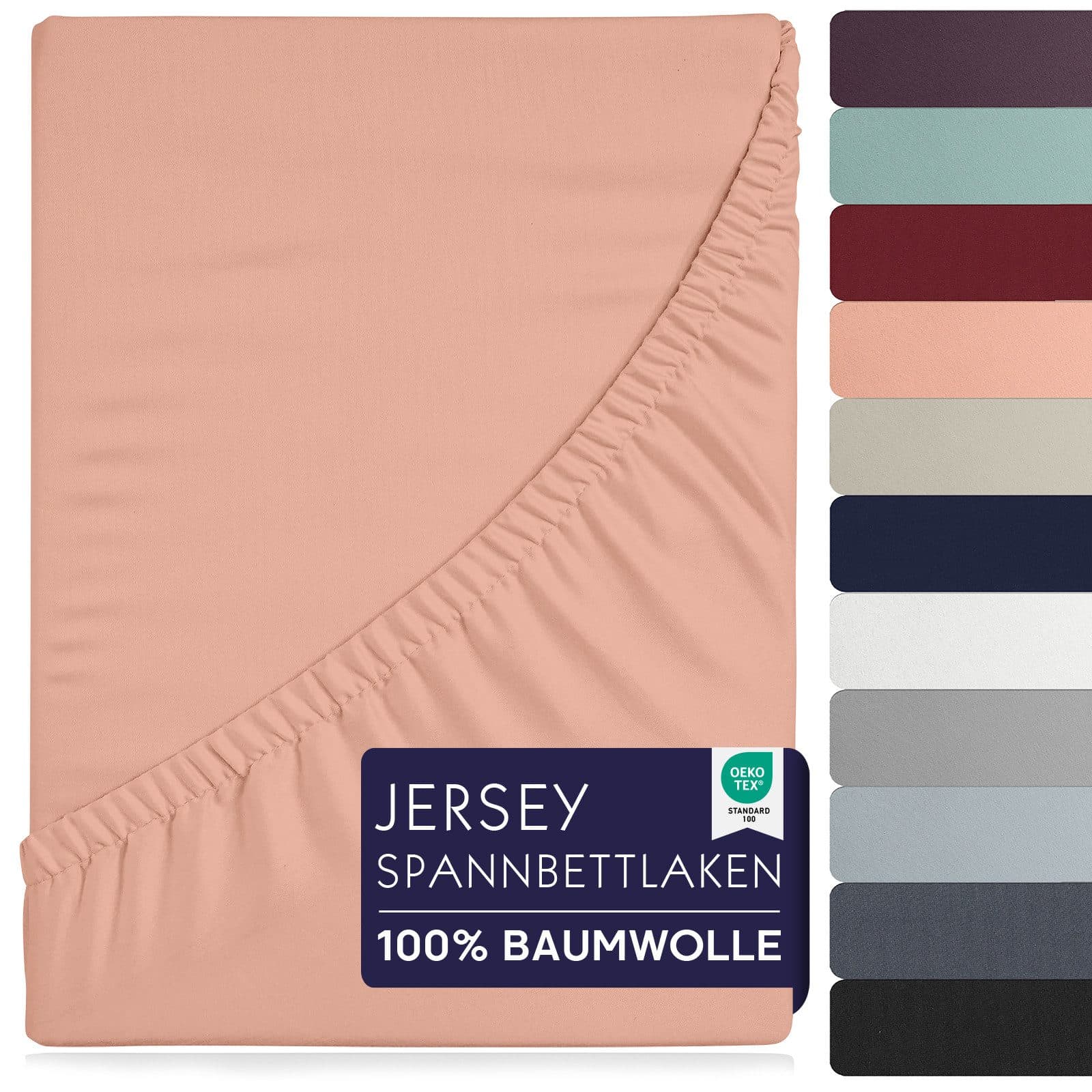 BRB HOME Spannbettlaken Jersey Baumwolle Rosa Rundumgummi - Bild 2
