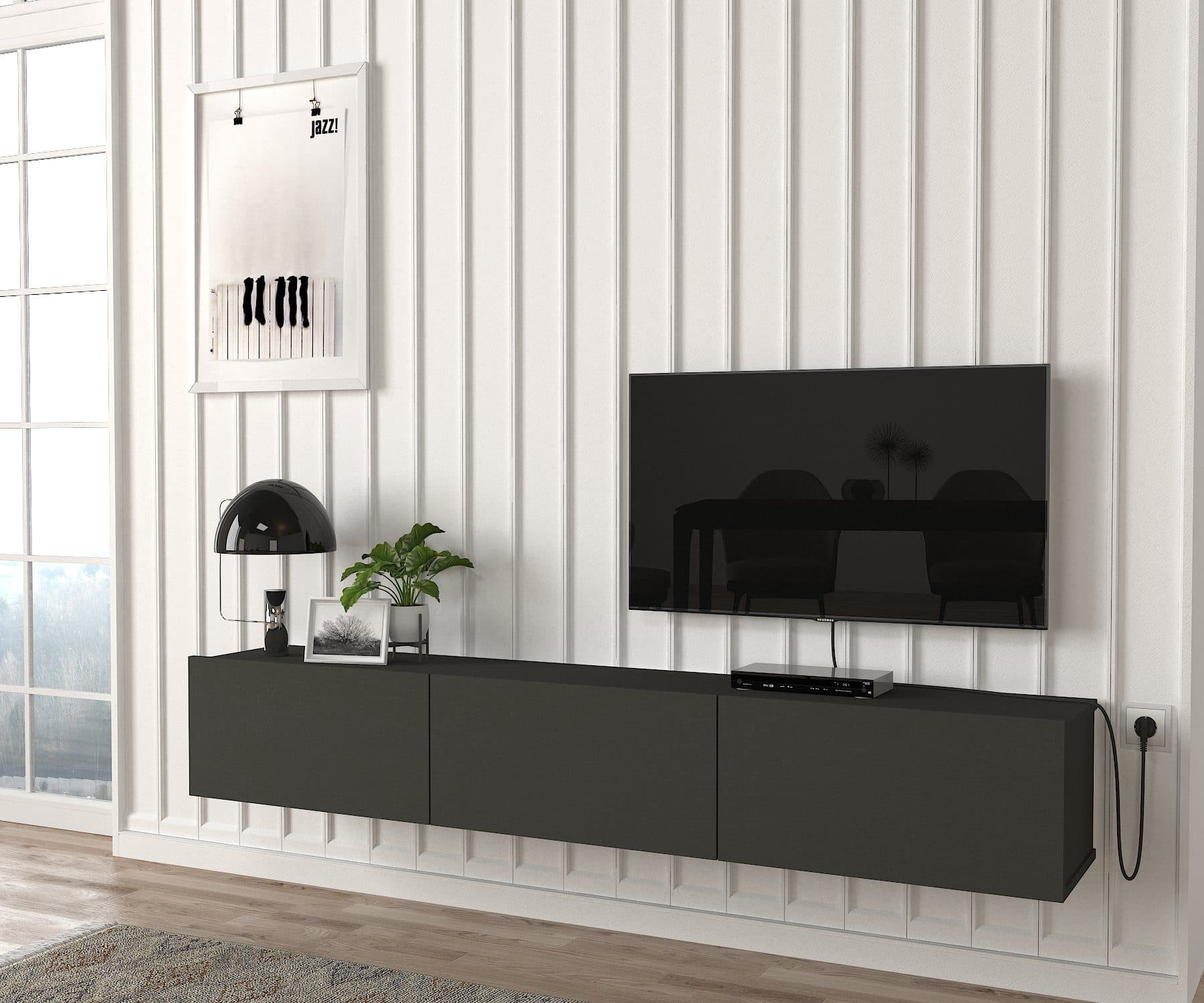 moebel17 TV Lowboard Damla Hängend Anthrazit 3 Türen Modern - Bild 2