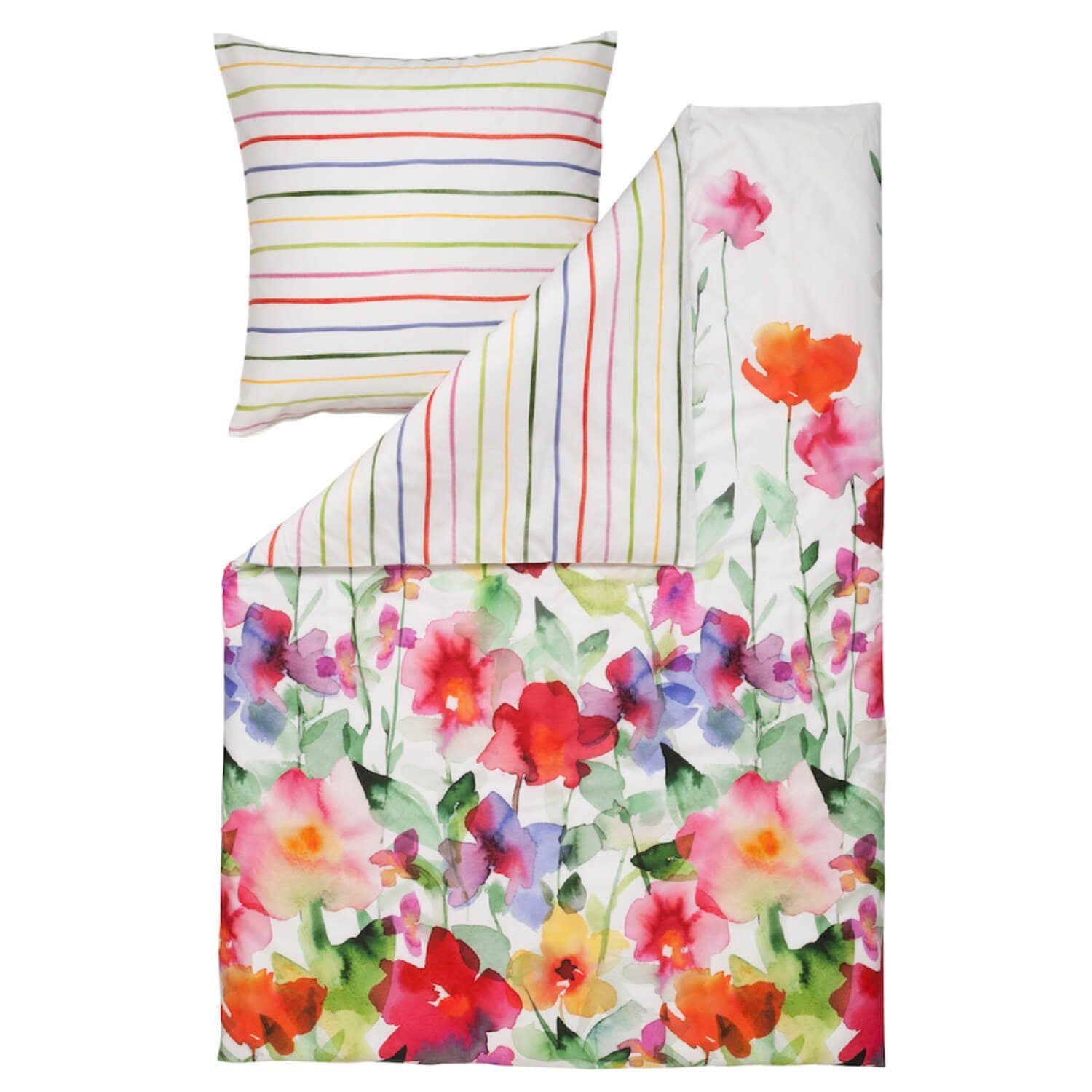 Estella Bettwäsche Aquarell 4703 985 multi Mako-Satin 2 teilig Blumenwiese - Bild 2