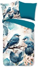 PURE luxury collection Wendebettwäsche Zari Blau Weiß Vogel Blumen Bild 2