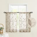 BYSURE Gardine Voile Scheibengardinen Modern Wohnzimmer Küchenvorhänge Beige Bild 2