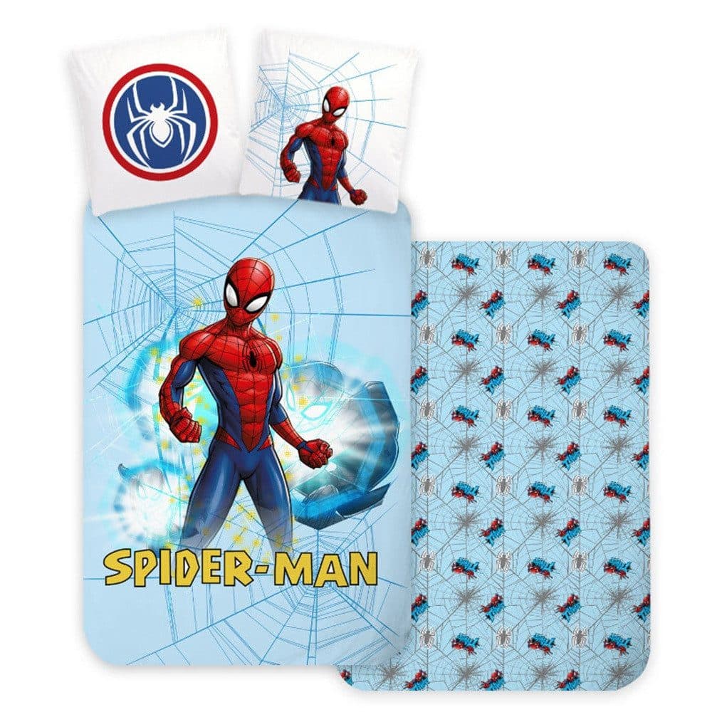 Spiderman Kinderbettwäsche Hellblau 100% Baumwolle