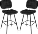 EUGAD Barhocker 2er Set Schwarz Samt Metall mit Rückenlehne Bild 2