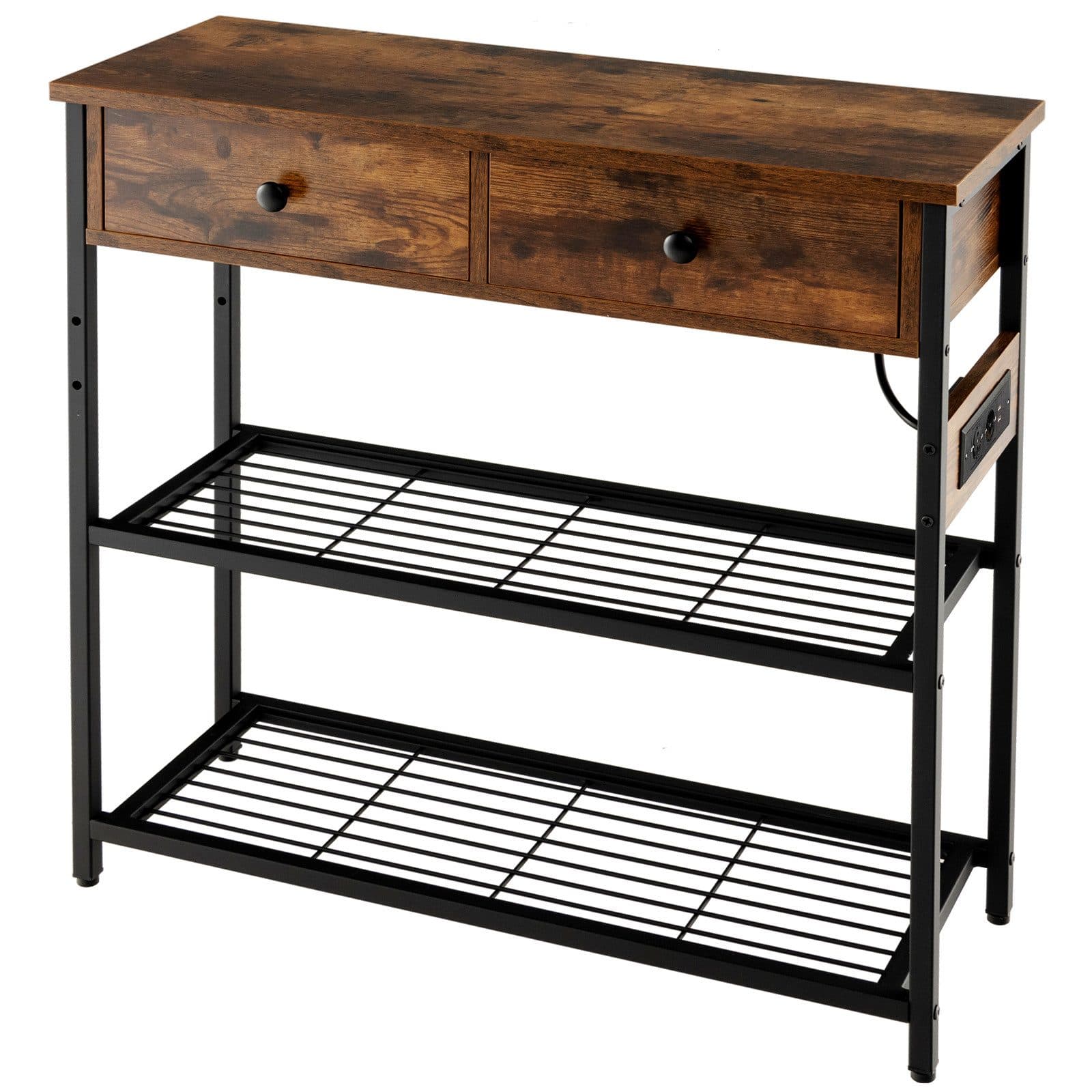 COSTWAY Konsolentisch schmal mit 2 Schubladen Ladestation Holz - Bild 2