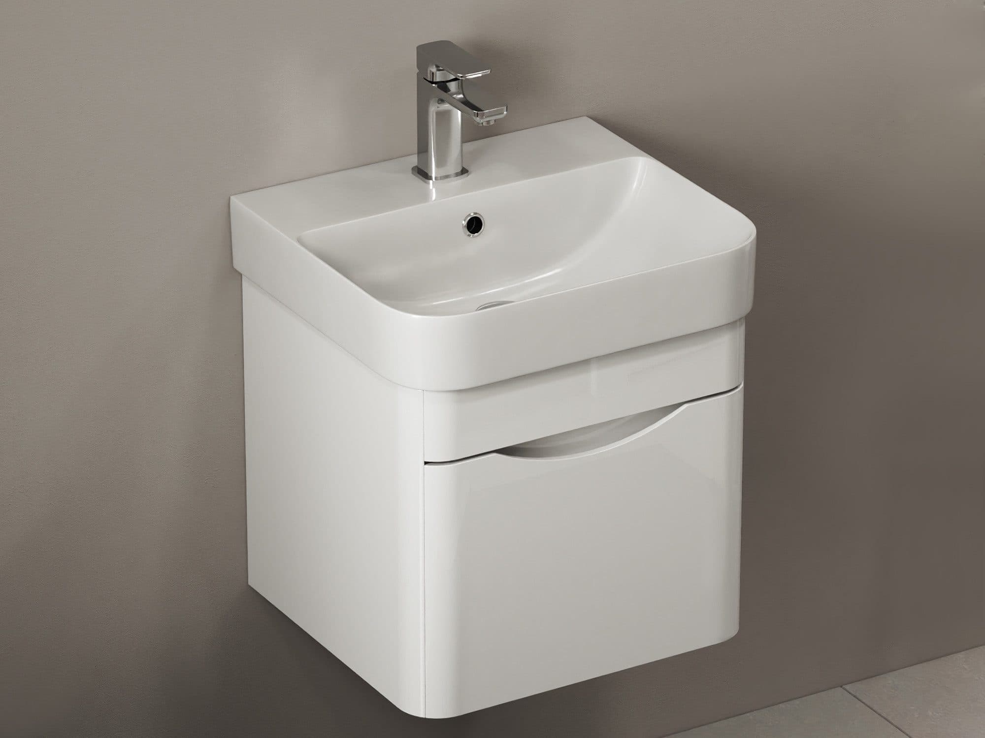 Aqua Bagno Badmöbel-Set Unterschrank mit Waschtisch Weiß Hochglanz - Bild 2