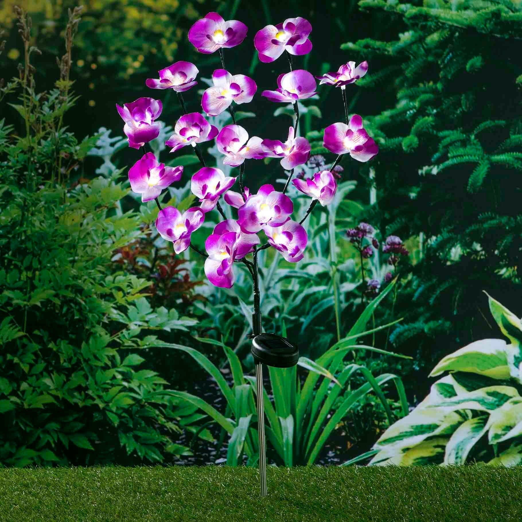 Haushalt International Solar Gartenstecker Orchidee Lila 75cm
