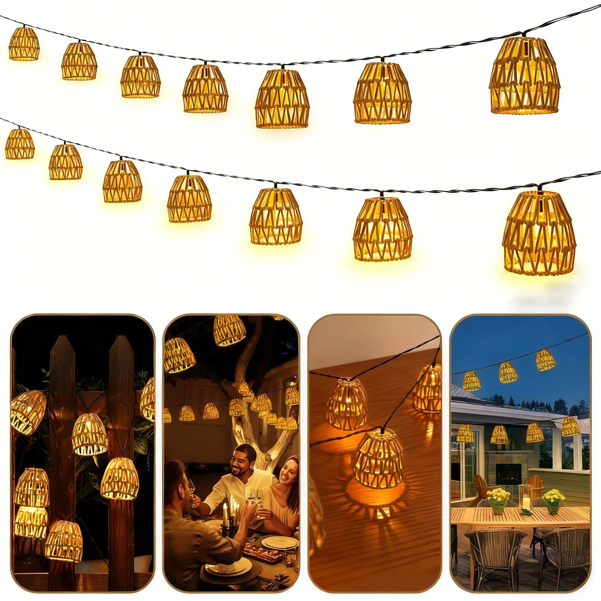 VIVIHEYDAY LED-Lichterkette Lampion Lichterkette Batteriebetrieben 15 Lampion LEDs Timer-Funktion - Bild 2