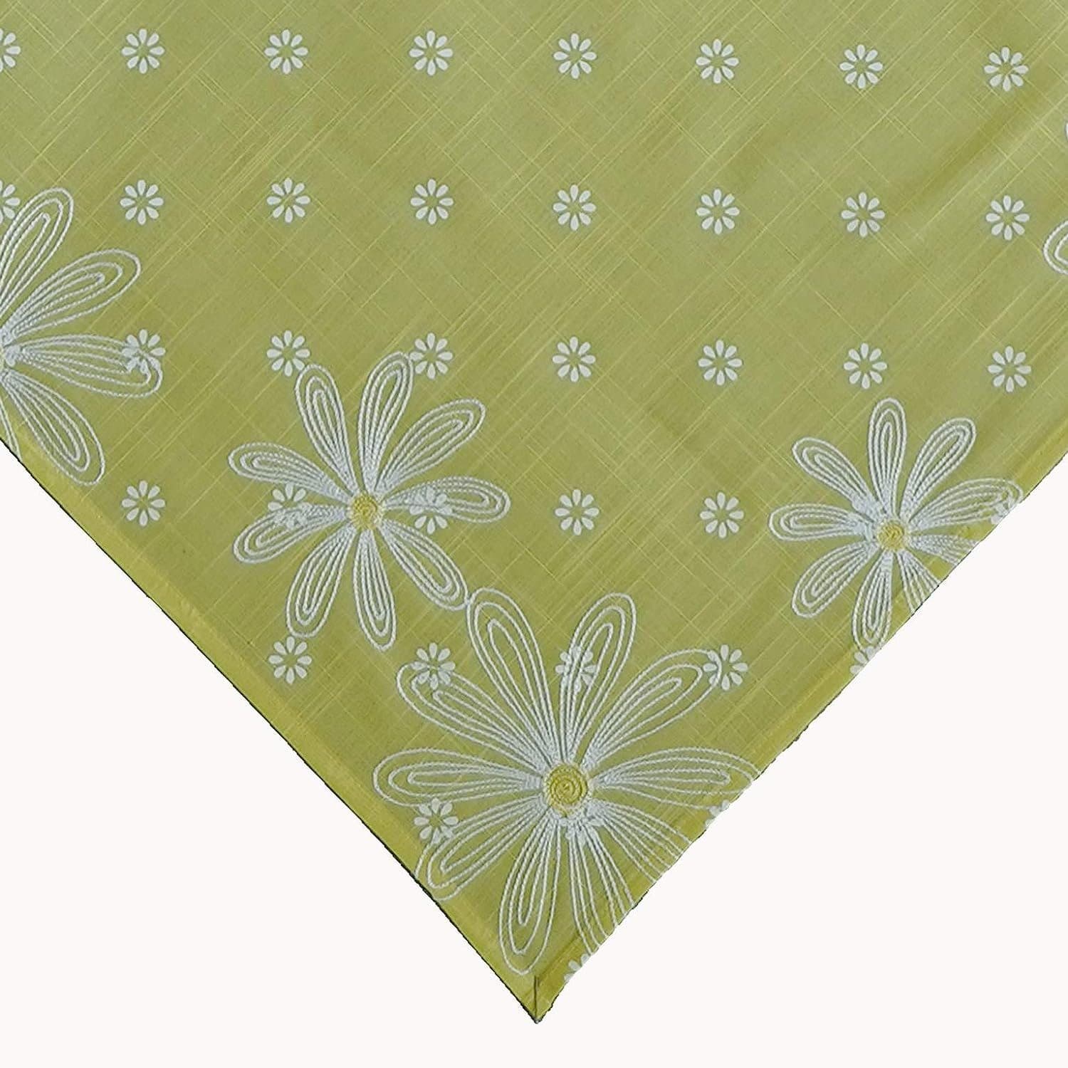texpot Tischdecke mit Blumenstickerei und Druck Gelb