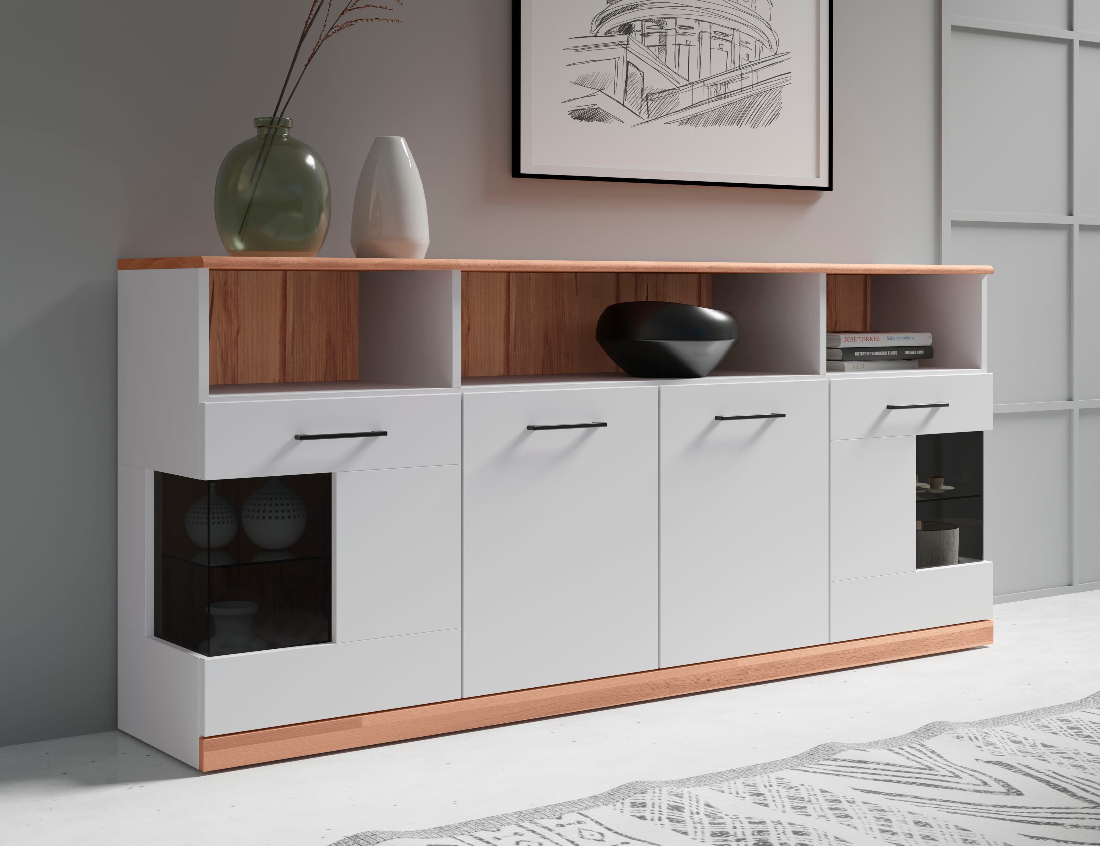 OTTO home Sideboard RIBE20 Massivholz Fronten mit Glaseinsatz - Bild 2
