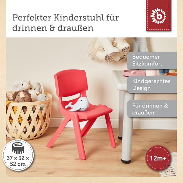 BIECO Kinderstuhl Rot Stapelbar & Kippsicher