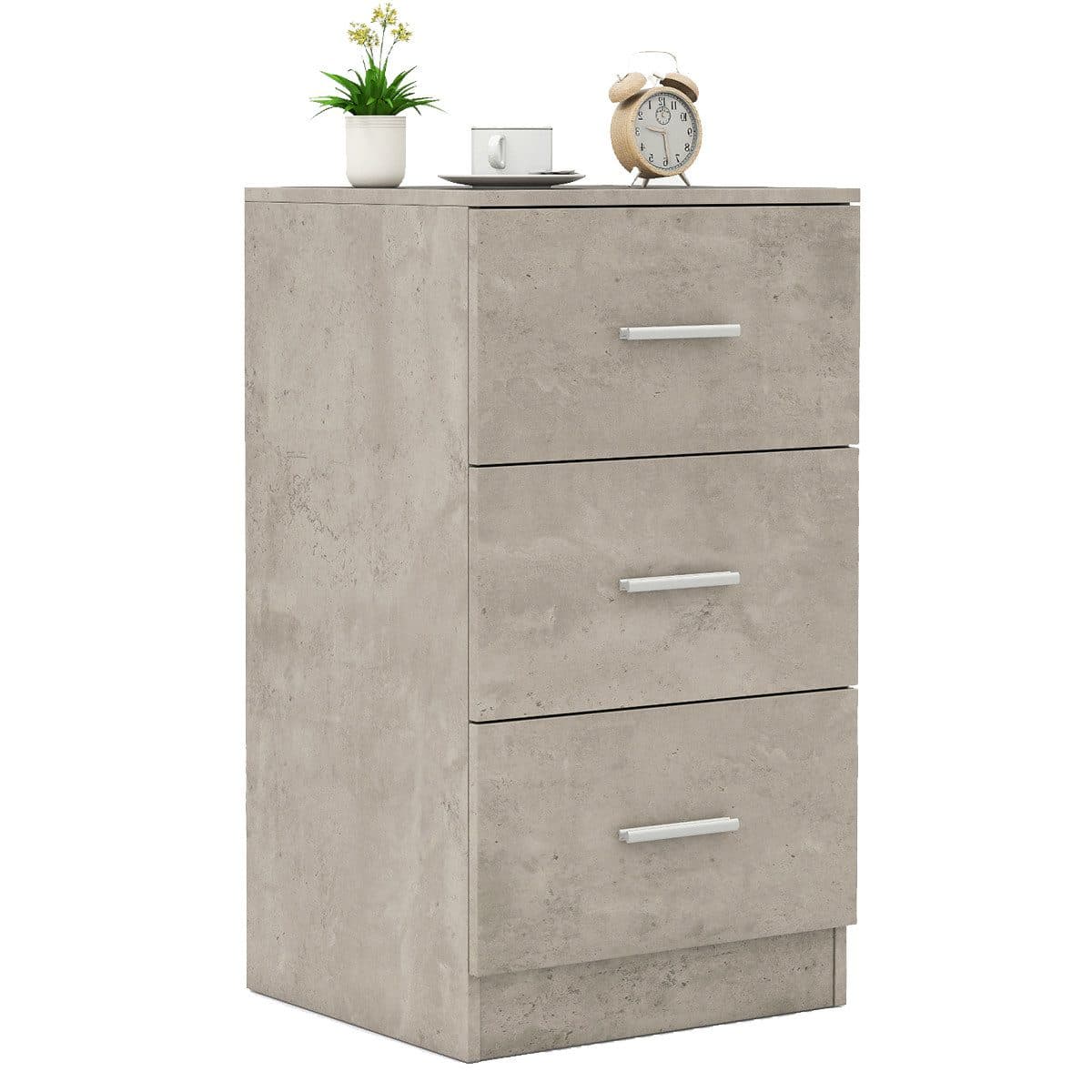 COSTWAY Nachttisch 3 Schubladen Grau Holz 37x34x66,5 cm - Bild 2