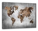 Pixxprint Leinwandbild Weltkarte Altes Holz B&W Detail Bild 2