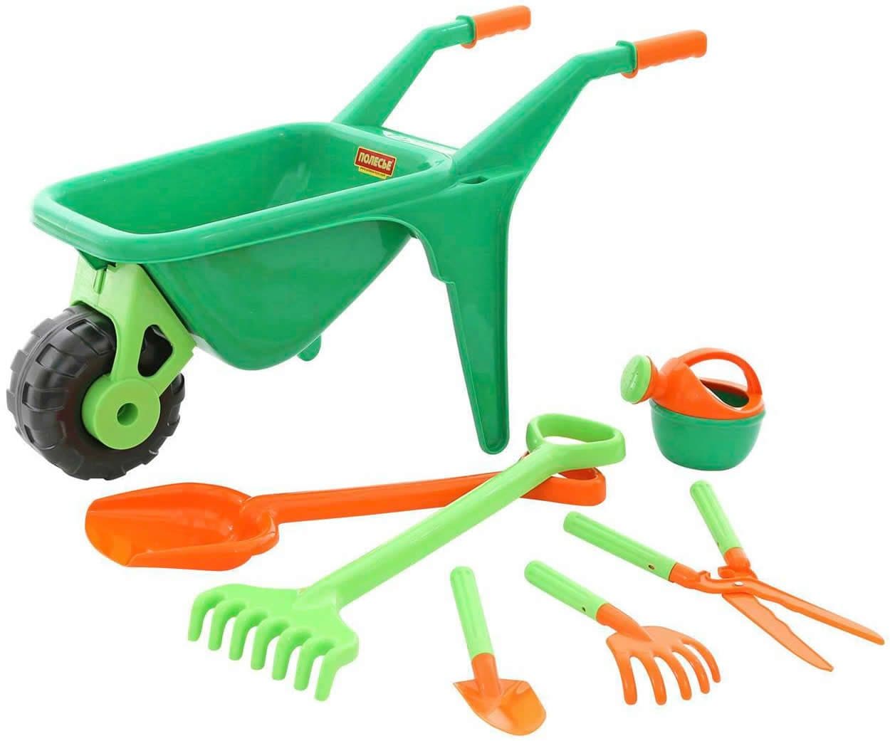 Polesie Spielzeug-Gartenset 7-tlg. Schubkarre mit Werkzeug grün