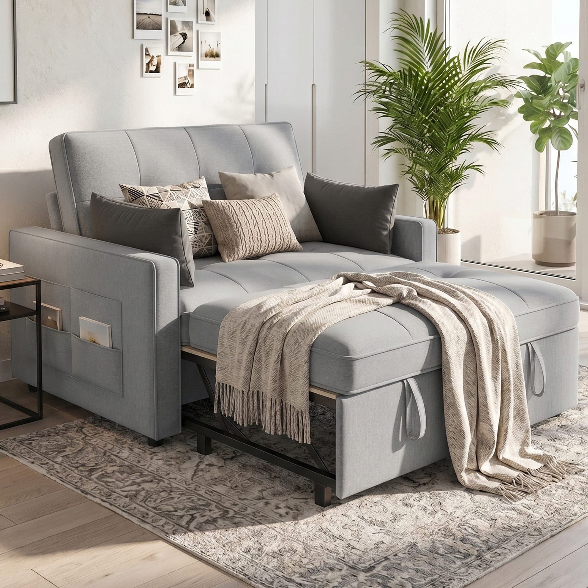 AMERLIFE Schlafsofa 3-in-1 Hellgrau mit verstellbarer Rückenlehne - Bild 2