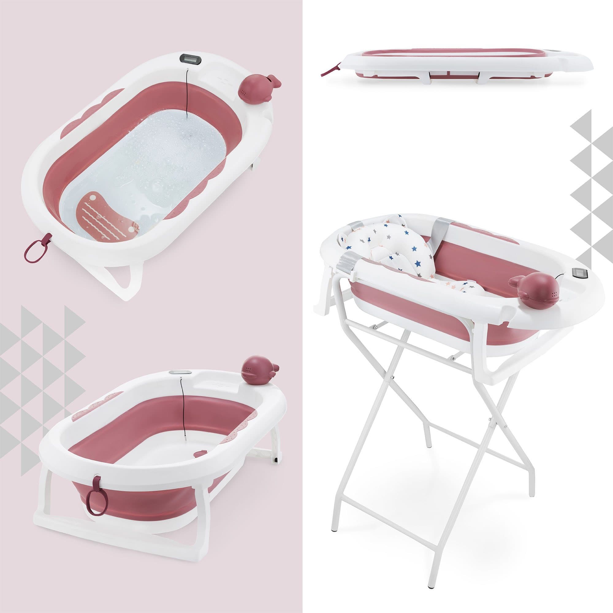 Moby-System Faltbare Babybadewanne mit Thermometer Altrosa - Bild 2