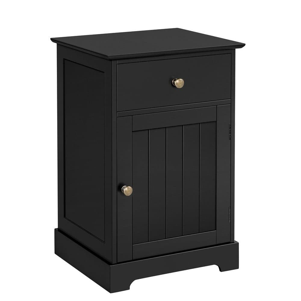 Yaheetech Nachtschrank Schwarz mit Schublade und höhenverstellbarem Regal - Bild 2