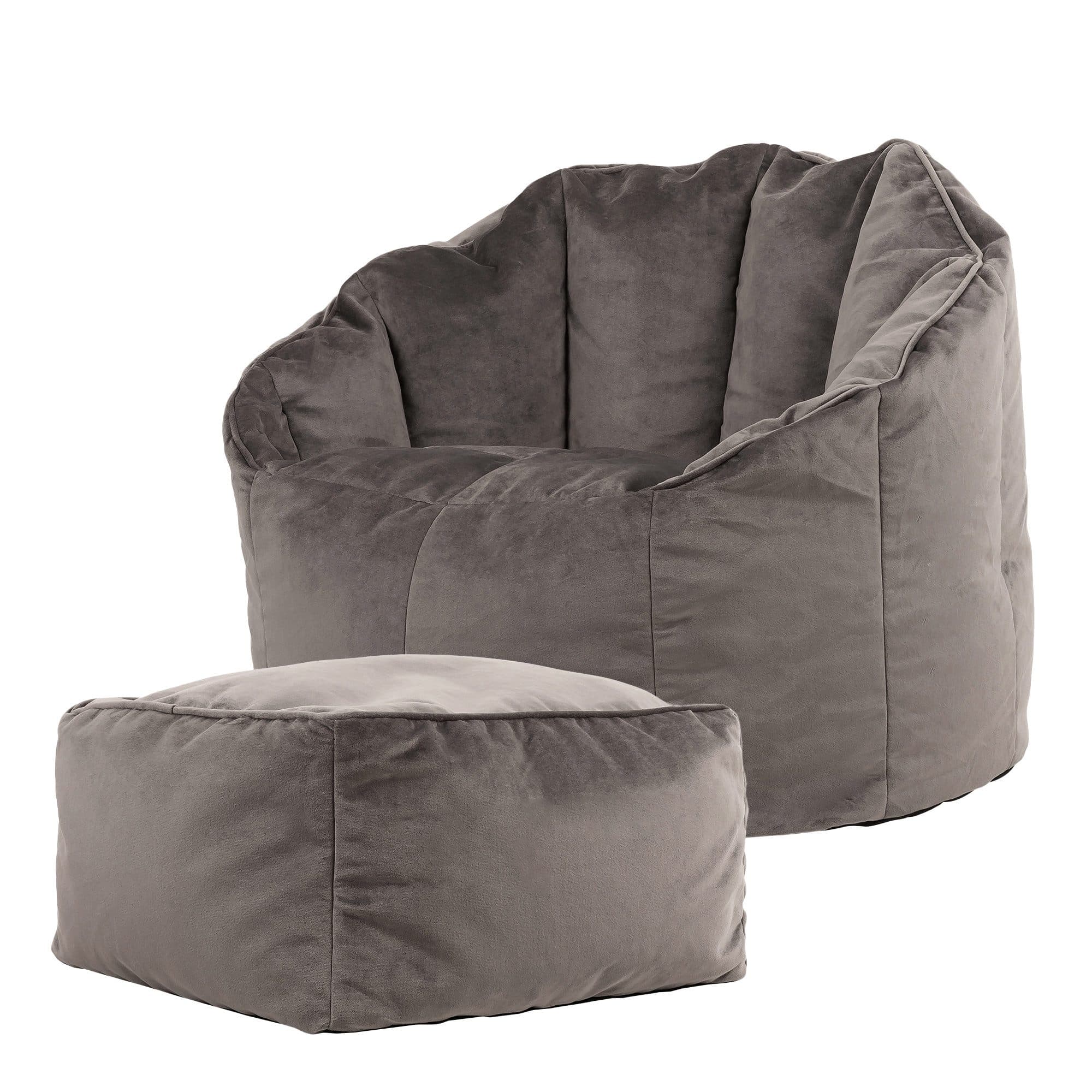 ICON Sitzsack Sessel Sirena mit Hocker Grau Samt - Bild 2