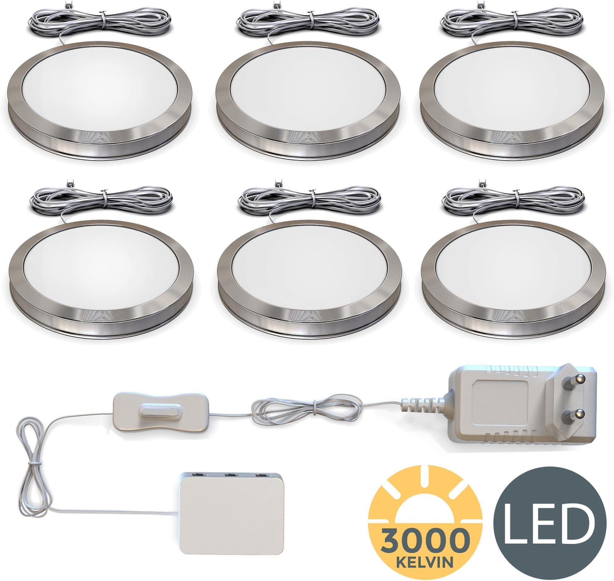 B.K.Licht LED Unterschrankleuchte 6er Set Warmweiß Aluminium - Bild 2