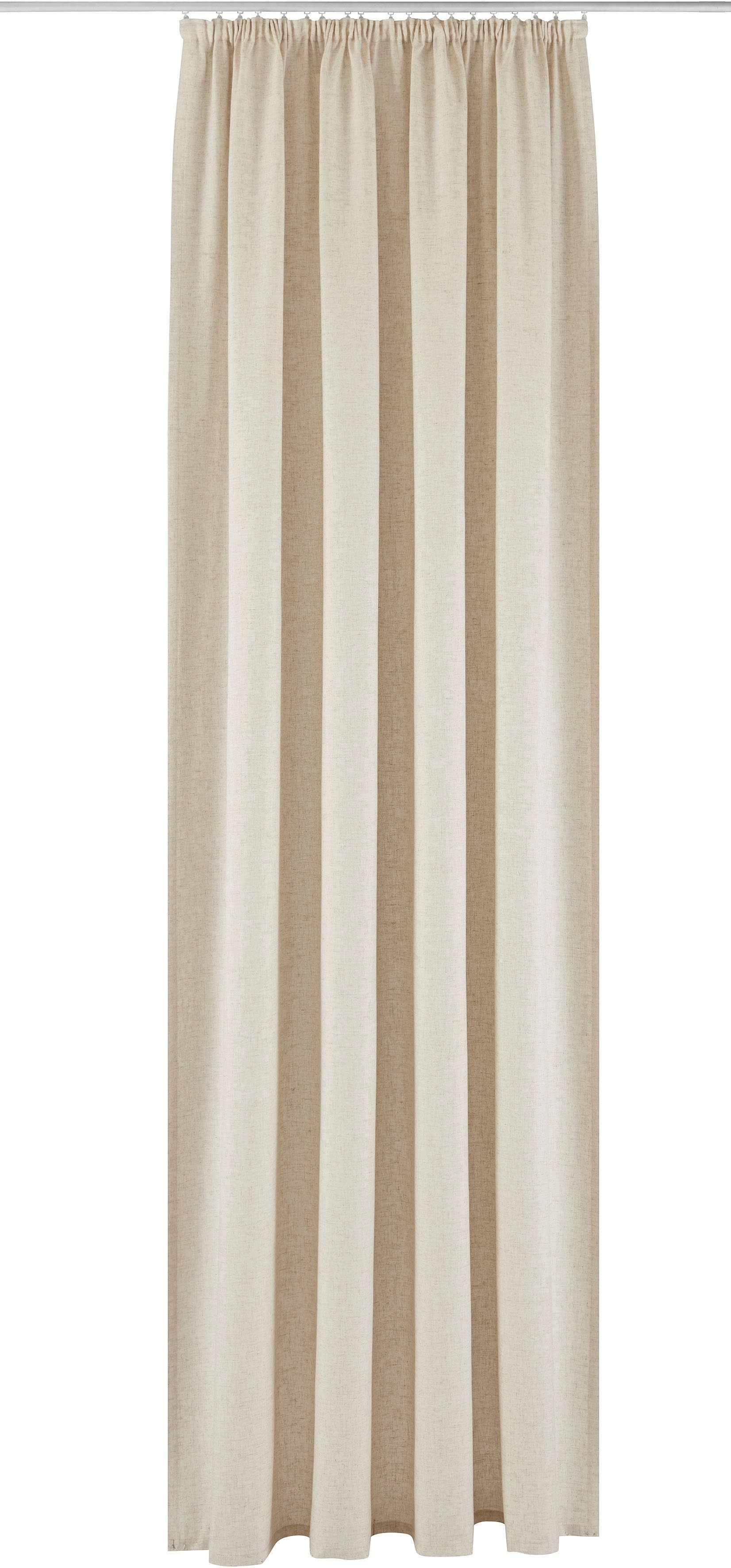 Beige Leinenlook Gardine mit Streifenmuster - Bild 2