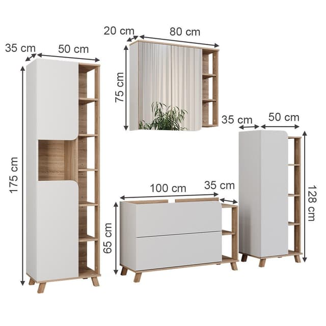 Vicco Badmöbel-Set Karen Sonoma/Weiß Holzwerkstoff