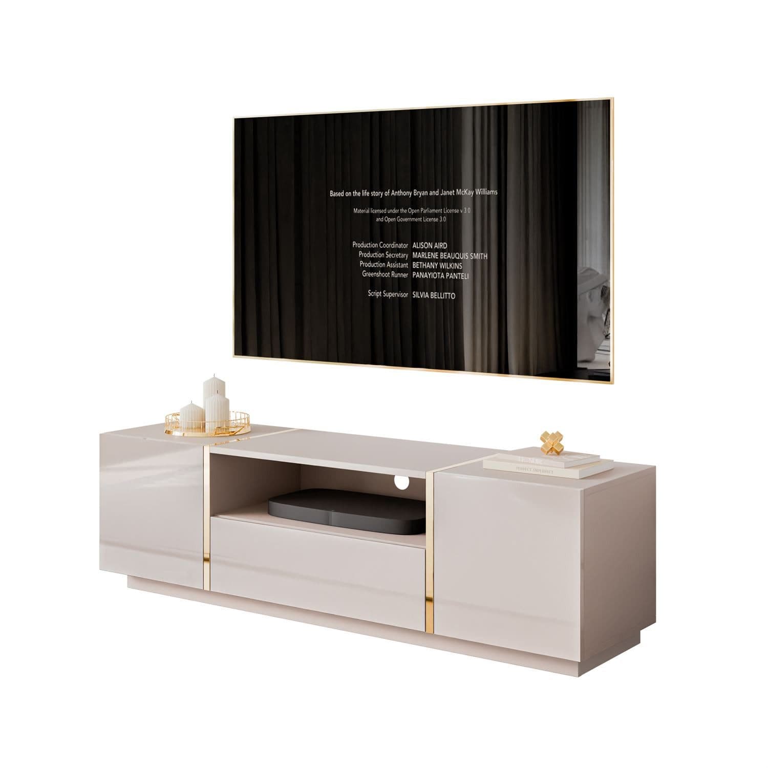 Lookway TV-Schrank ONYX Kaschmir Hochglanz mit goldenen Akzenten - Bild 2