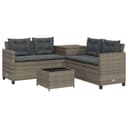 vidaXL Gartenlounge-Set 4-tlg. L-Form Grau Poly Rattan mit Kissen Bild 2