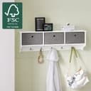SoBuy Wandgarderobe FRG282 Weiß mit 3 Körben und 5 Haken Modern Bild 2