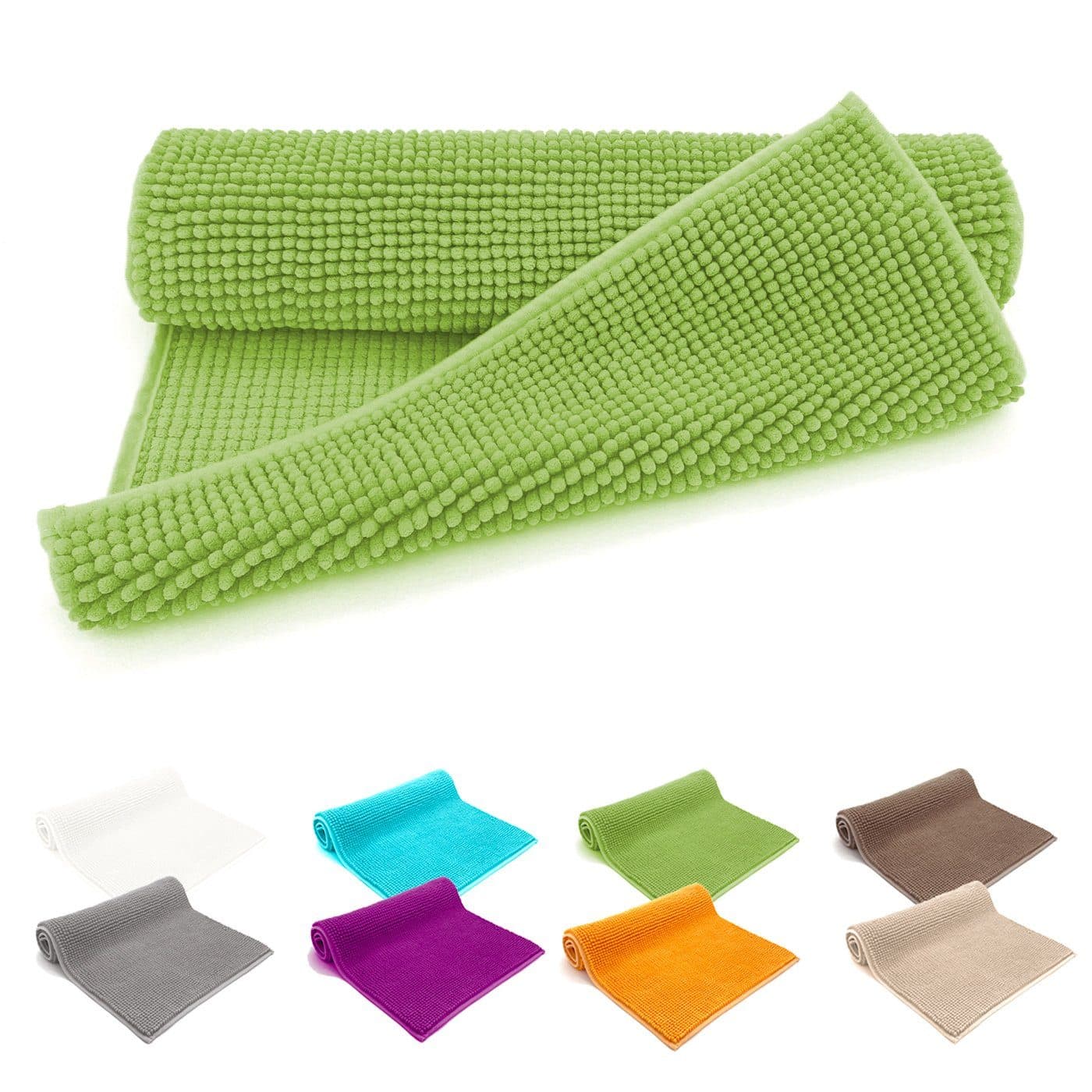 heimtexland Badematte Chenille Grün Rutschfest Hochflor - Bild 2