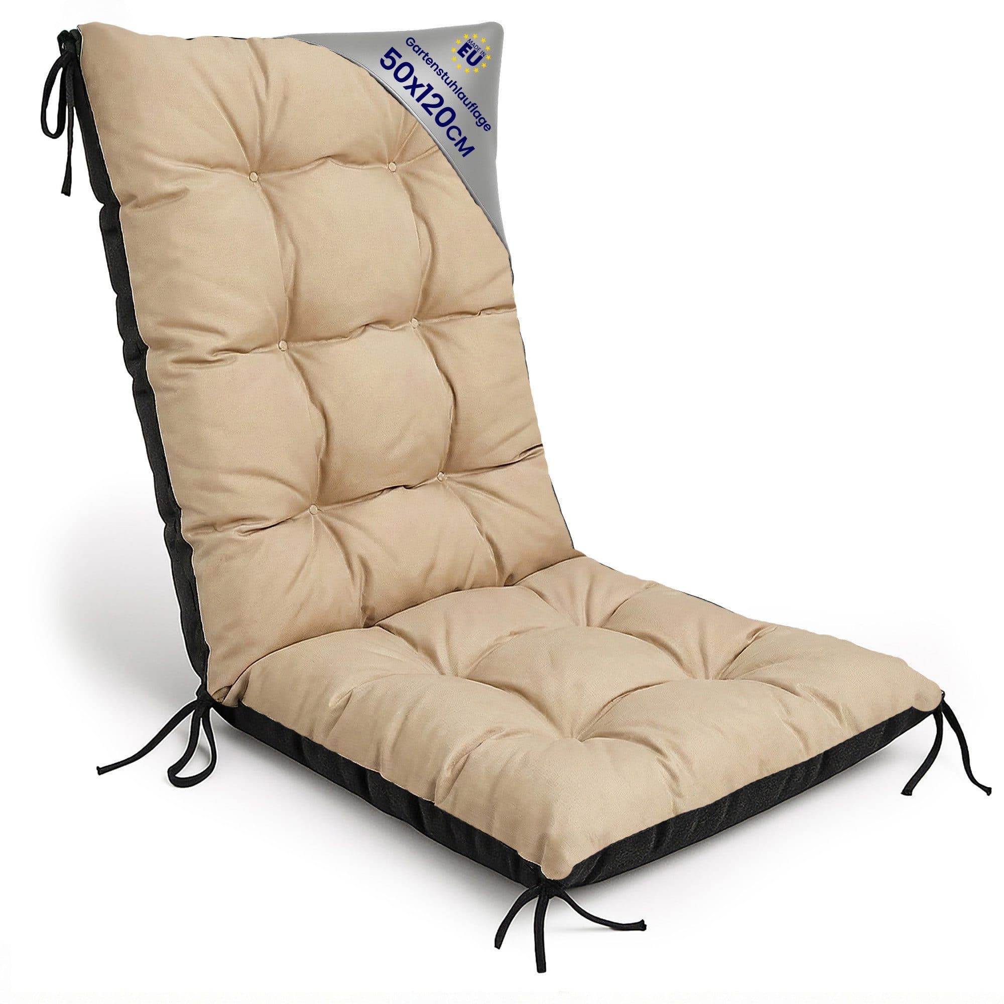 Amazinggirl Hochlehnerauflage Gartenstuhl Beige 50x120 cm - Bild 2