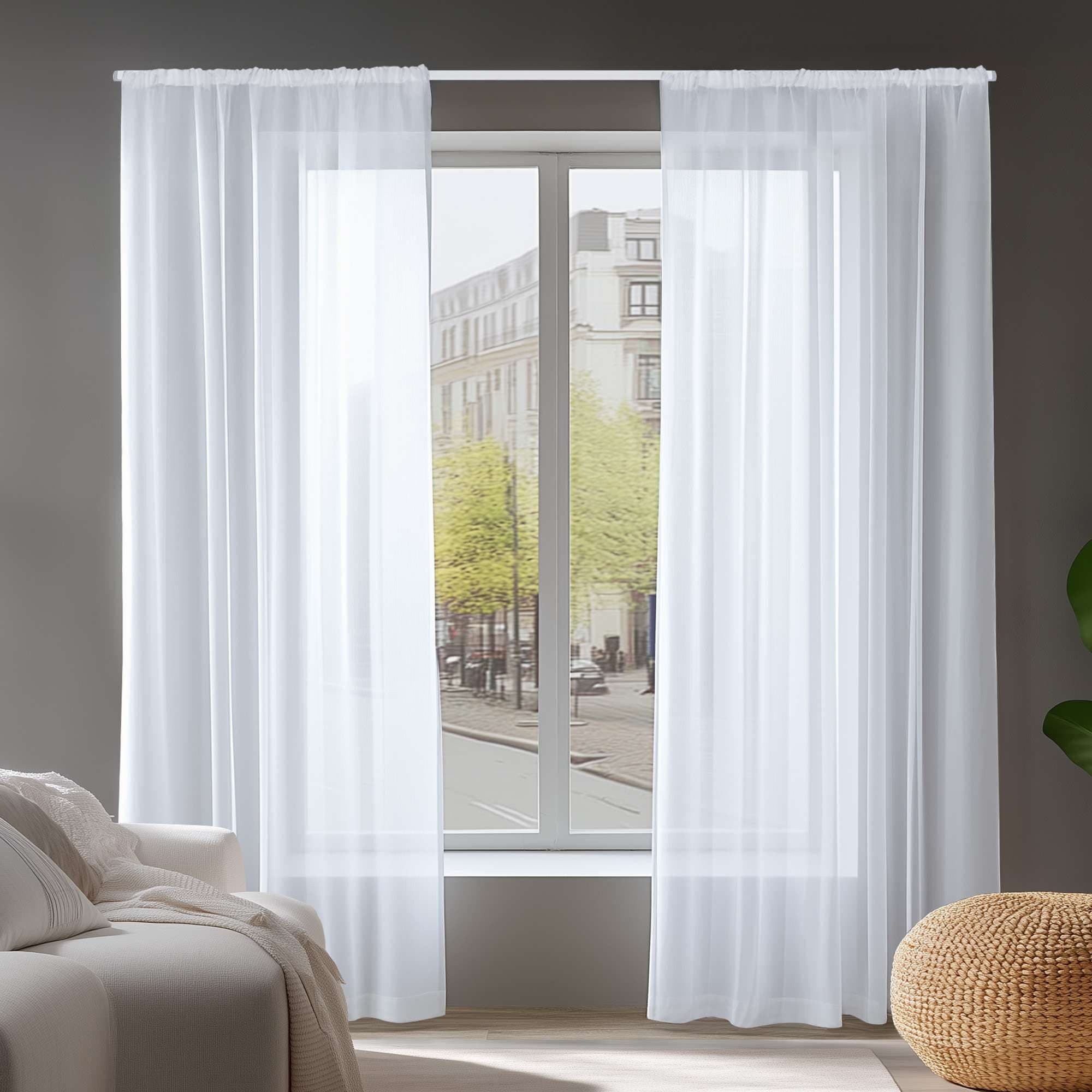 Deconovo Vorhang Gardinen Kräuselband Wohnzimmer Transparent 2er Set - Bild 2