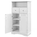 KOMFOTTEU Badezimmerschrank Weiß/Grau mit Ablage & 2 Schubladen Bild 2