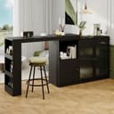 Flieks Bartisch 360° drehbar mit Sideboard Schwarz Bild 2