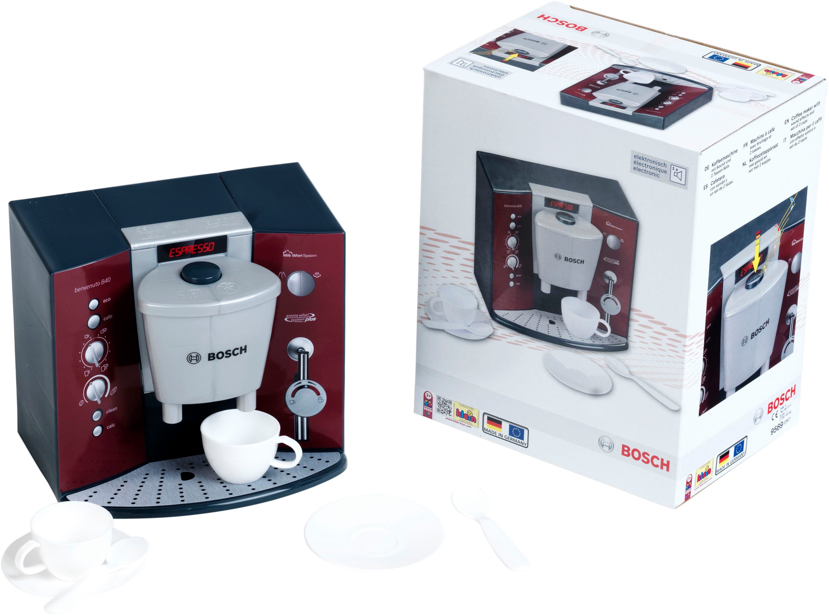 Klein Kinder-Kaffeemaschine Bosch mit Sound & Espressoset Rot Grau - Bild 2