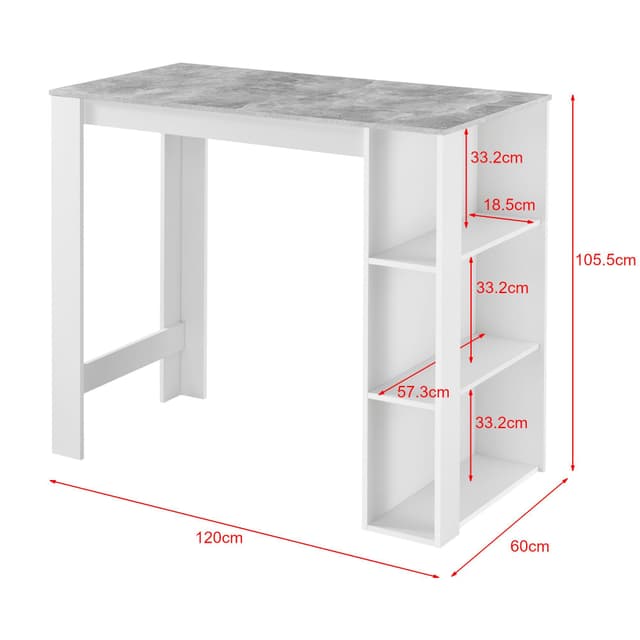 Moderner Bartisch in Weiß mit Betonoptik