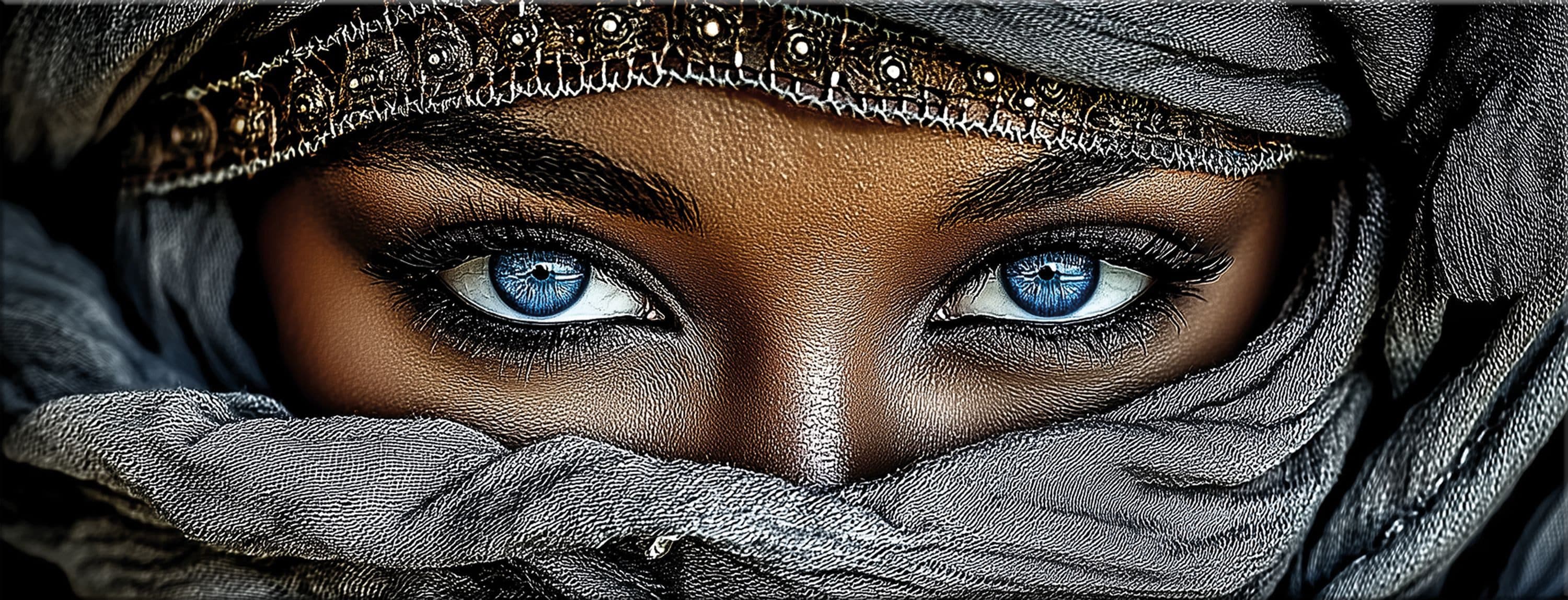 artissimo Glasbild Frauenportrait Tuareg Blau - Bild 2
