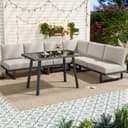 Celya Gartenlounge-Set mit Ecksofa, Relaxbett & Esstisch Grau Bild 2