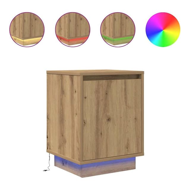 VIDAXL Artisan-Eiche LED-Nachttische Set | RGB-Beleuchtung