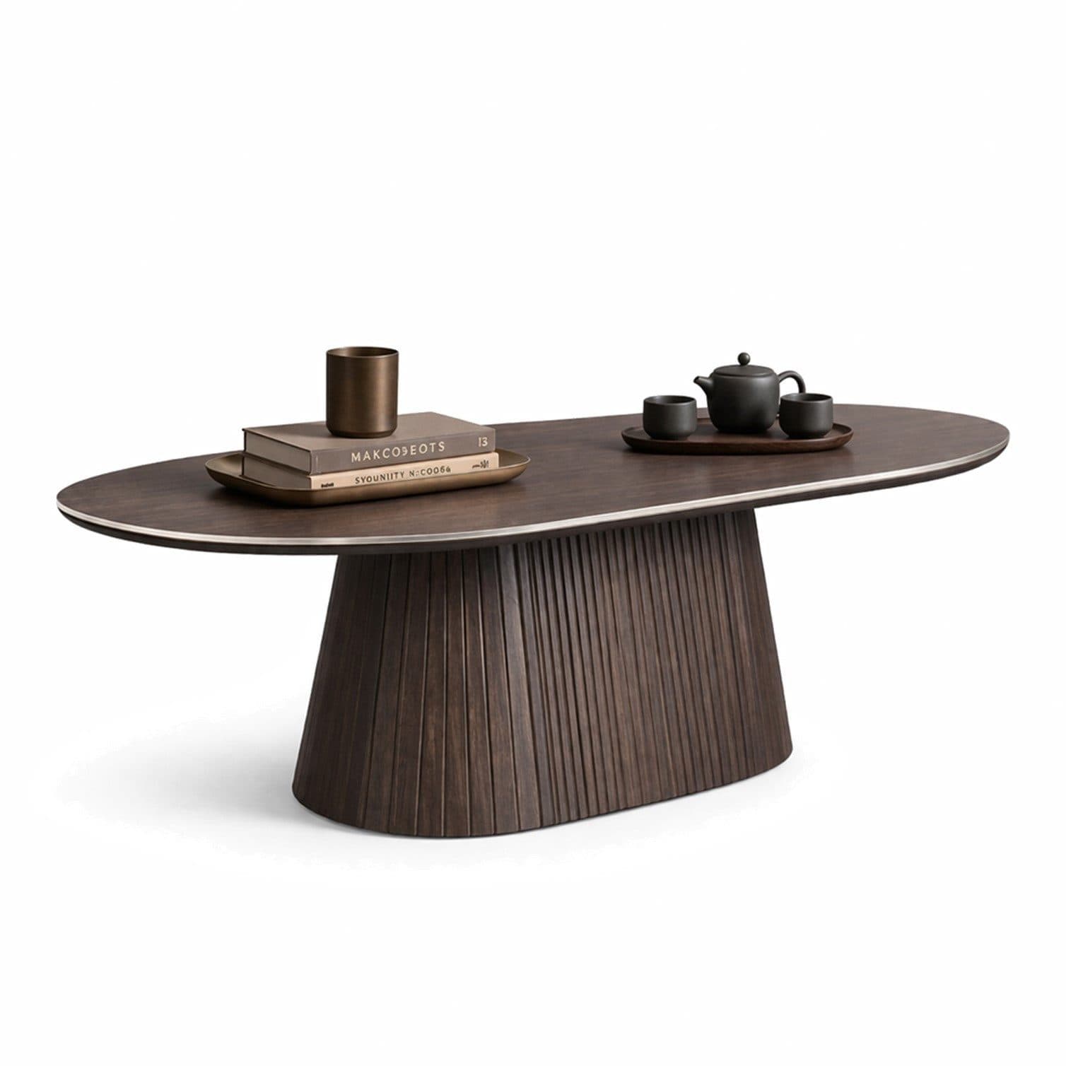 HOOZ Wohnzimmertisch oval modern mit Keramikplatte Braun - Bild 2